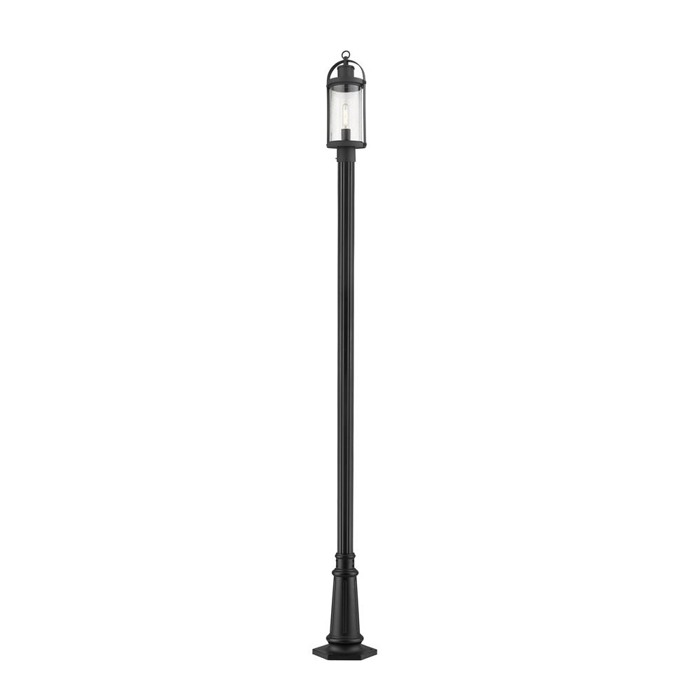 Z-Lite 569PHM-557P-BK Roundhouse 1 Light Outdoor Post Mounted Fixture in Black