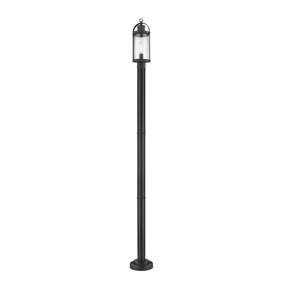 Z-Lite 569PHM-567P-BK Roundhouse 1 Light Outdoor Post Mounted Fixture in Black