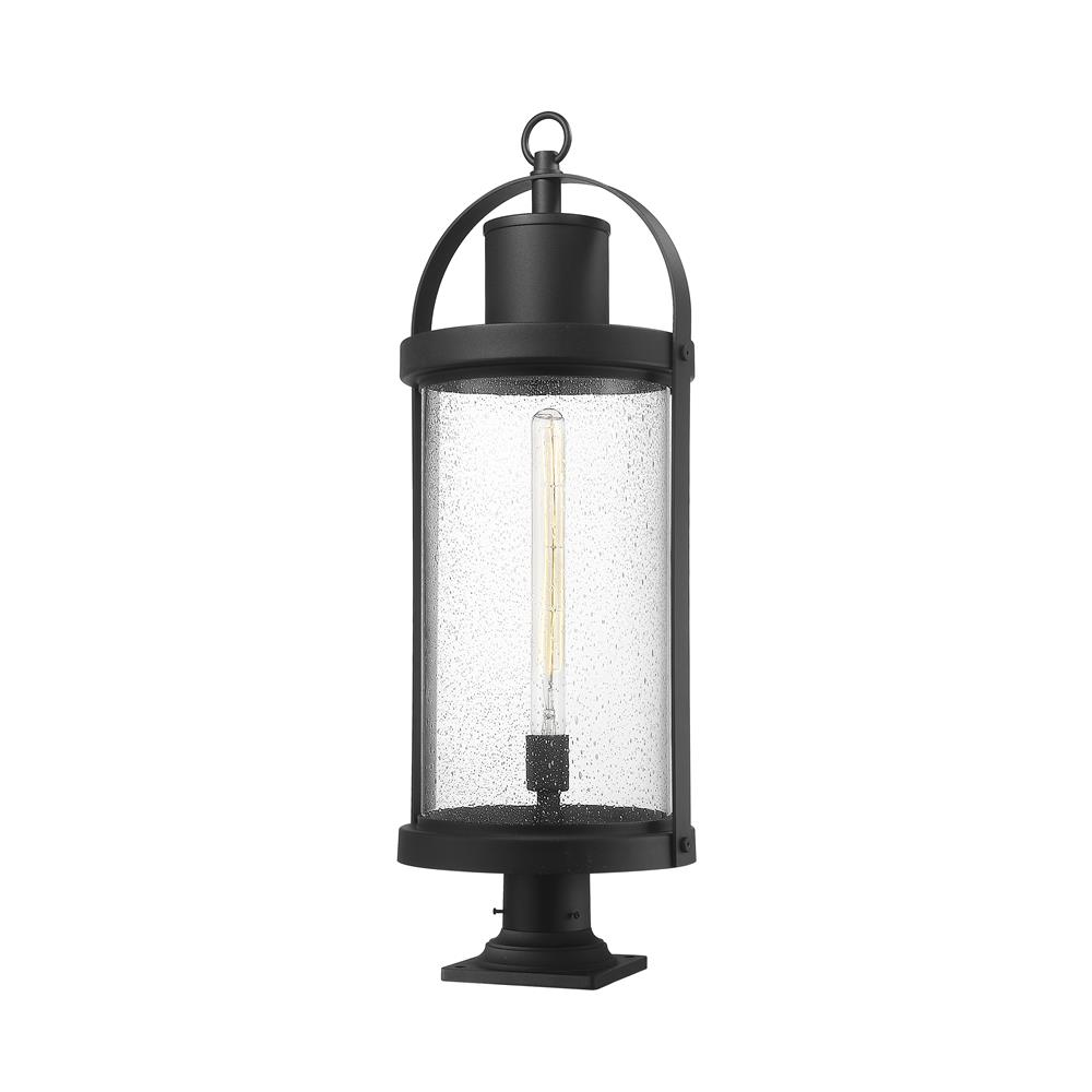 Z-Lite 569PHXL-533PM-BK Roundhouse 1 Light Outdoor Pier Mounted Fixture in Black with Clear Seedy Shade