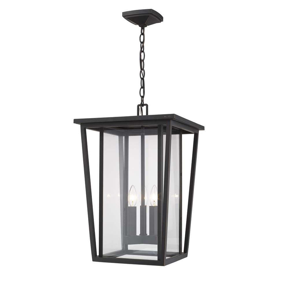 Z-Lite 571CHXL-ORB Seoul 3 Light Outdoor Chain Mount Ceiling Fixture in Oil Rubbed Bronze