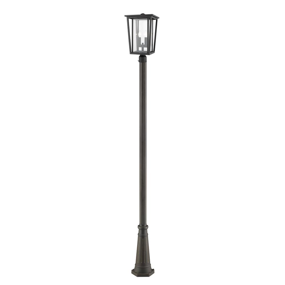Z-Lite 571PHBR-519P-ORB Seoul 2 Light Outdoor Post Mounted Fixture in Oil Rubbed Bronze