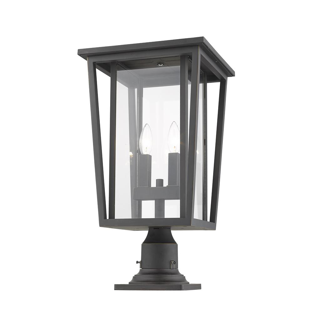 Z-Lite 571PHBR-533PM-ORB Seoul 2 Light Outdoor Pier Mounted Fixture in Oil Rubbed Bronze