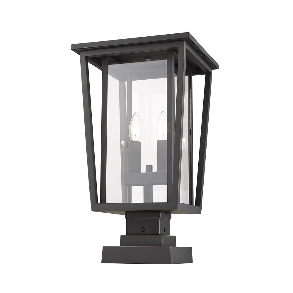 Z-Lite 571PHBS-SQPM-ORB Seoul 2 Light Outdoor Pier Mounted Fixture in Oil Rubbed Bronze