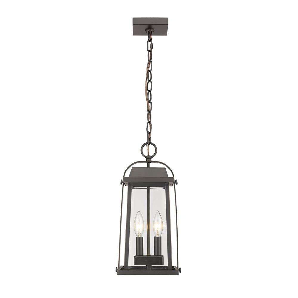 Z-Lite 574CHM-ORB Millworks 2 Light Outdoor Chain Mount Ceiling Fixture in Oil Rubbed Bronze