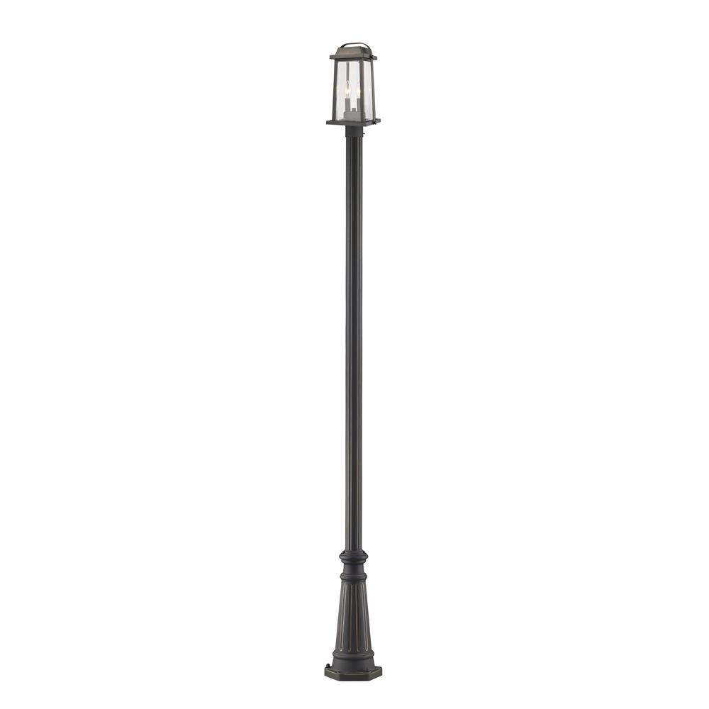 Z-Lite 574PHMR-519P-ORB Millworks 2 Light Outdoor Post Mounted Fixture in Oil Rubbed Bronze