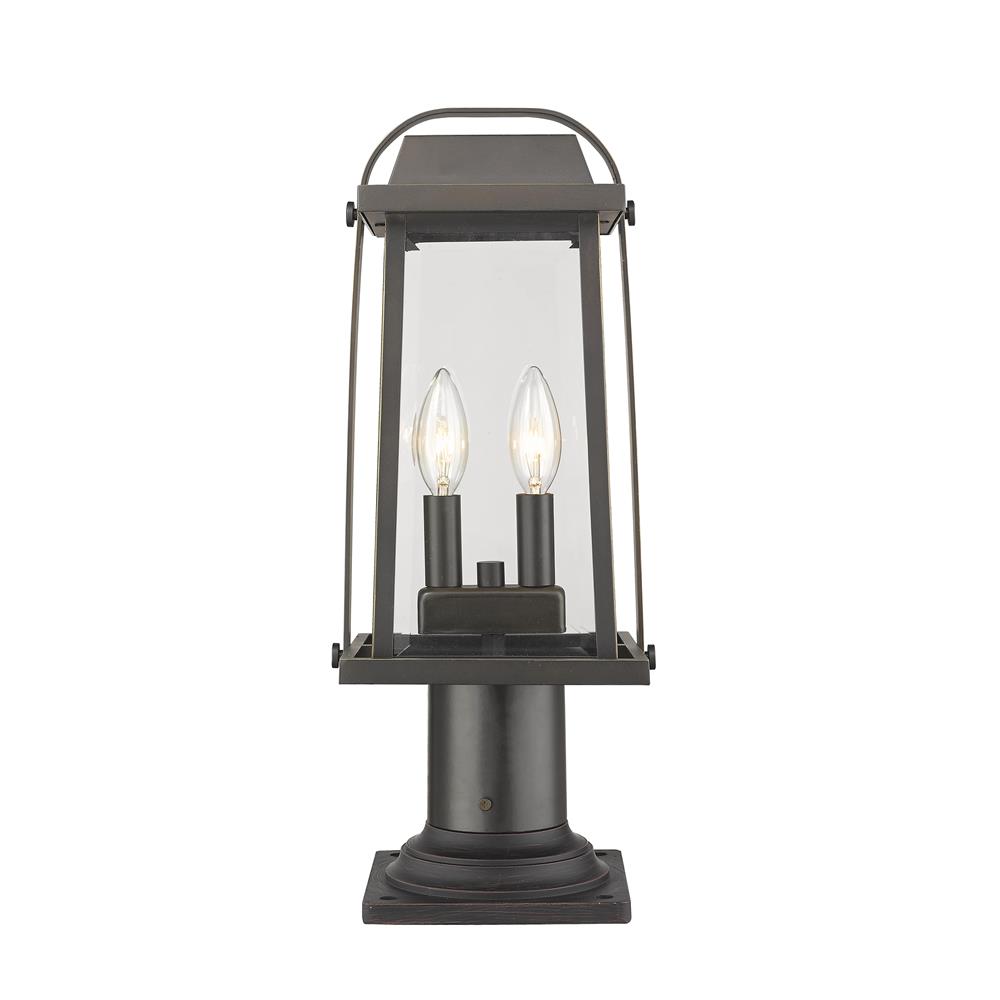 Z-Lite 574PHMR-533PM-ORB Millworks 2 Light Outdoor Pier Mounted Fixture in Oil Rubbed Bronze