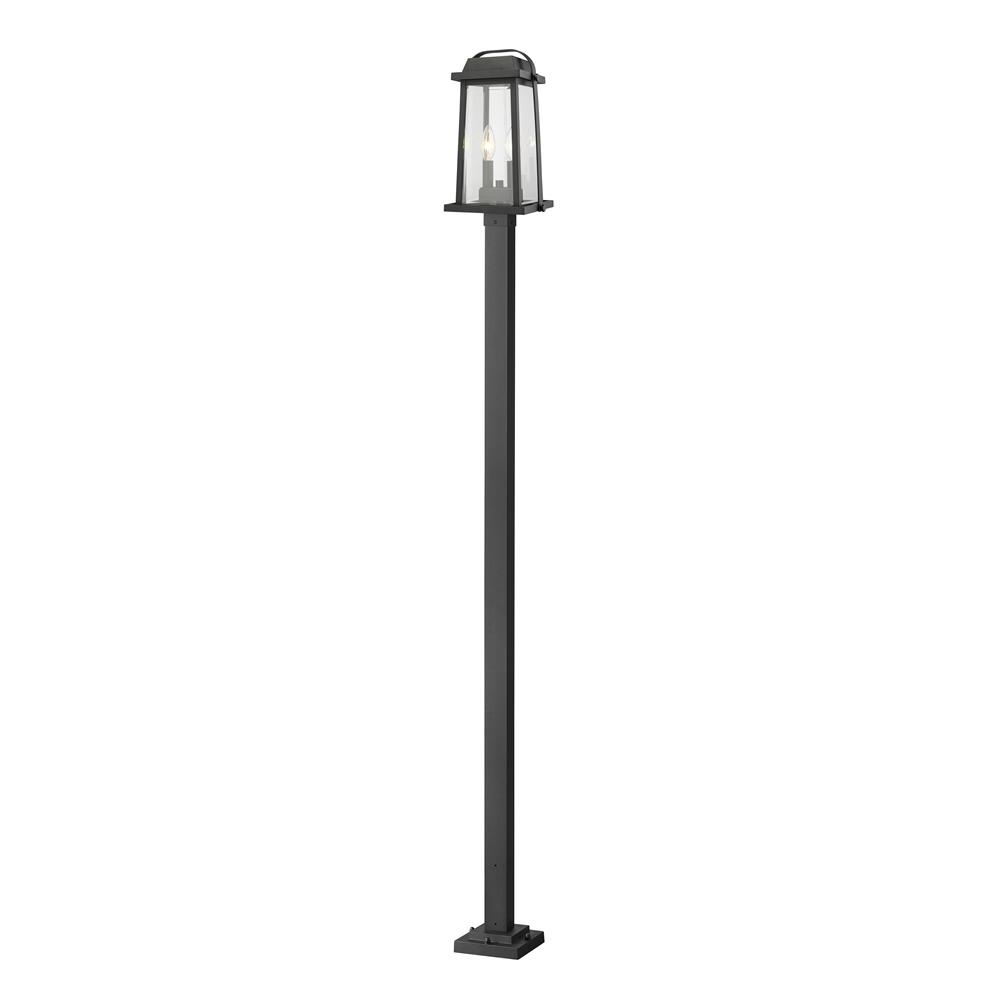 Z-Lite 574PHMS-536P-BK Millworks 2 Light Outdoor Post Mounted Fixture in Black