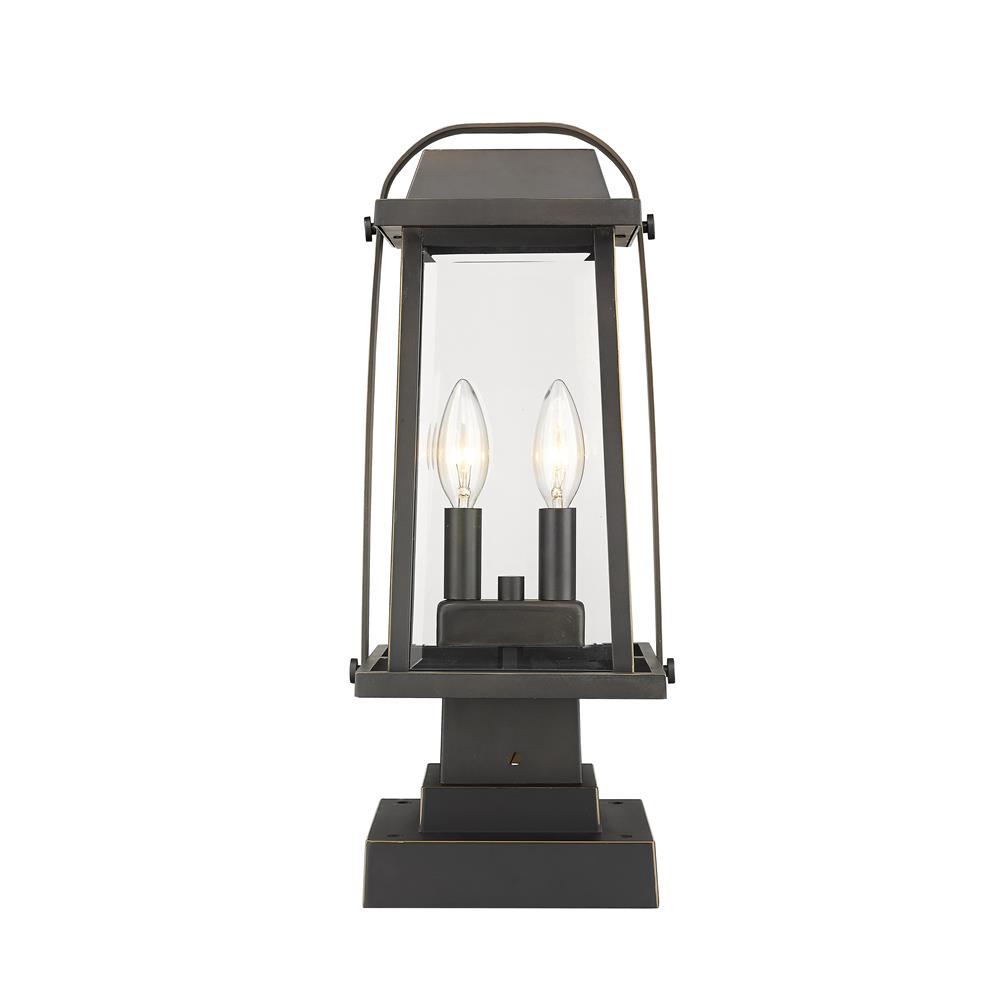 Z-Lite 574PHMS-SQPM-ORB Millworks 2 Light Outdoor Pier Mounted Fixture in Oil Rubbed Bronze