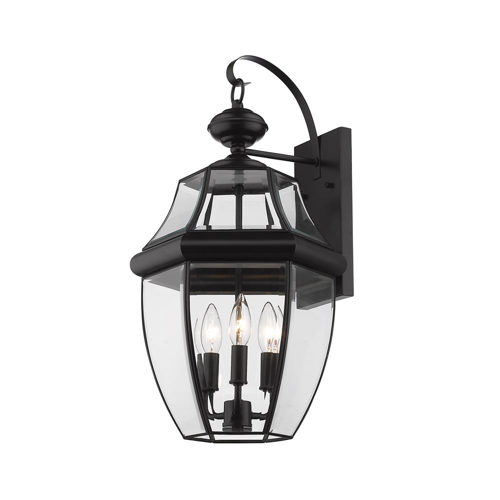 Z-Lite 580B-BK Westover 3 Light Outdoor Wall Sconce in Black with Clear Beveled Shade