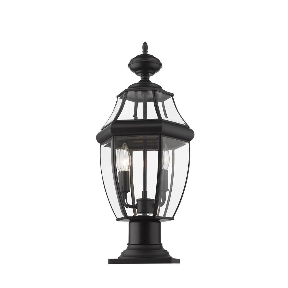 Z-Lite 580PHM-533PM-BK Westover 2 Light Outdoor Pier Mounted Fixture in Black with Clear Beveled Shade