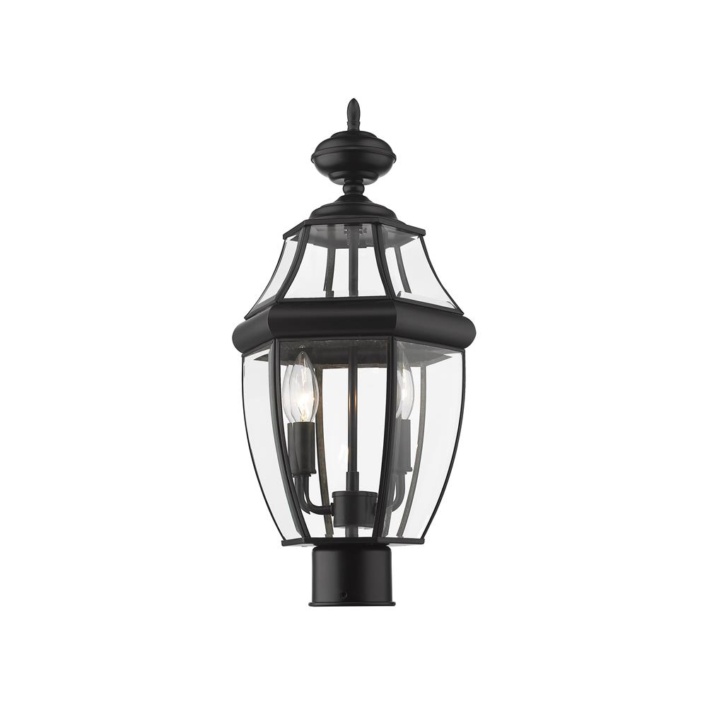 Z-Lite 580PHM-BK Westover 2 Light Outdoor Post Mount Fixture in Black with Clear Beveled Shade