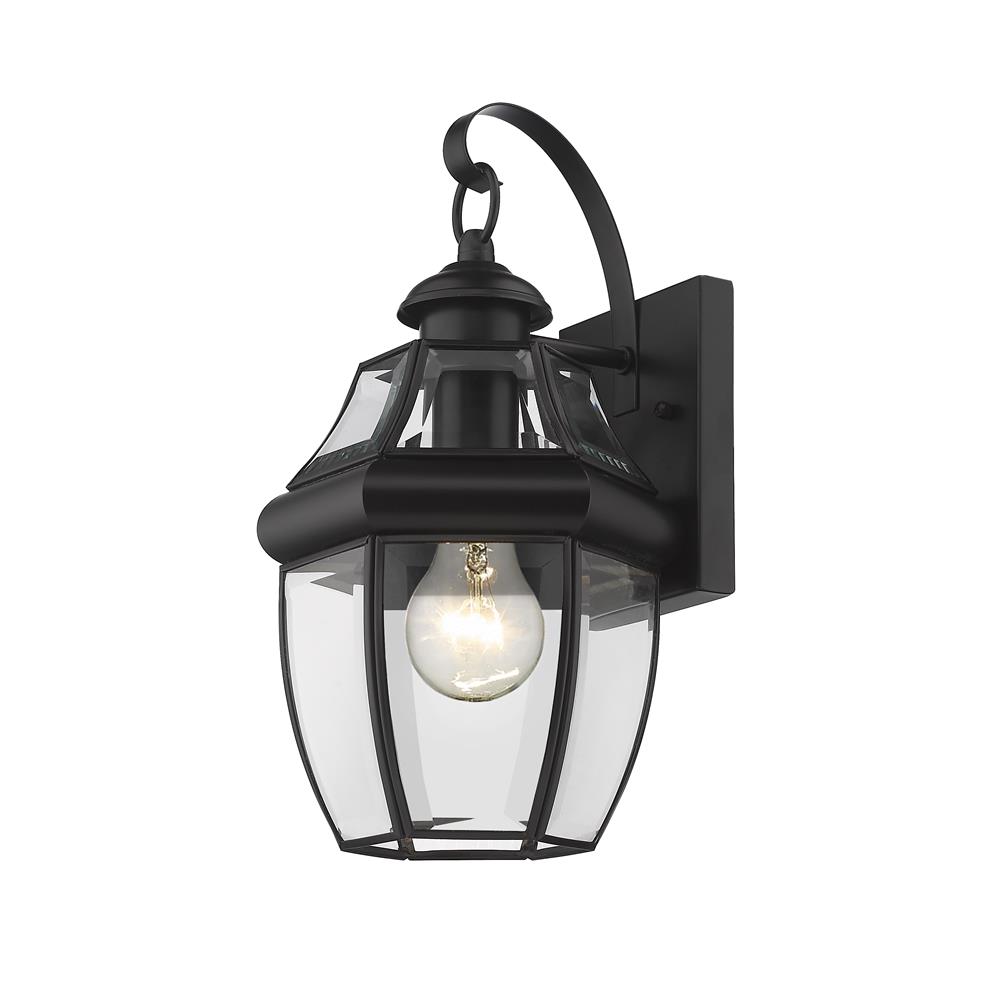 Z-Lite 580S-BK Westover 1 Light Outdoor Wall Sconce in Black with Clear Beveled Shade