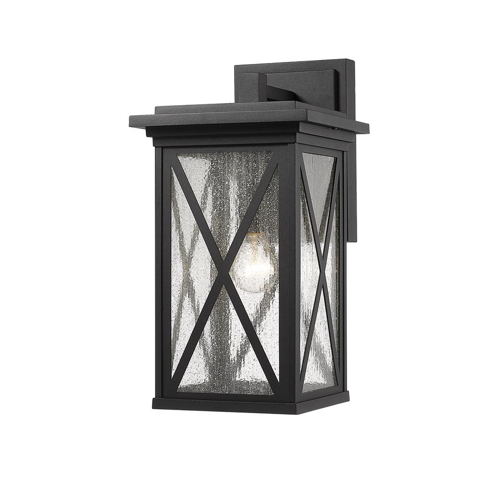 Z-Lite 583B-BK Brookside 1 Light Outdoor Wall Sconce in Black with Clear Seedy Shade