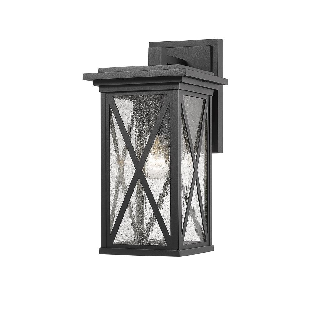 Z-Lite 583M-BK Brookside 1 Light Outdoor Wall Sconce in Black with Clear Seedy Shade