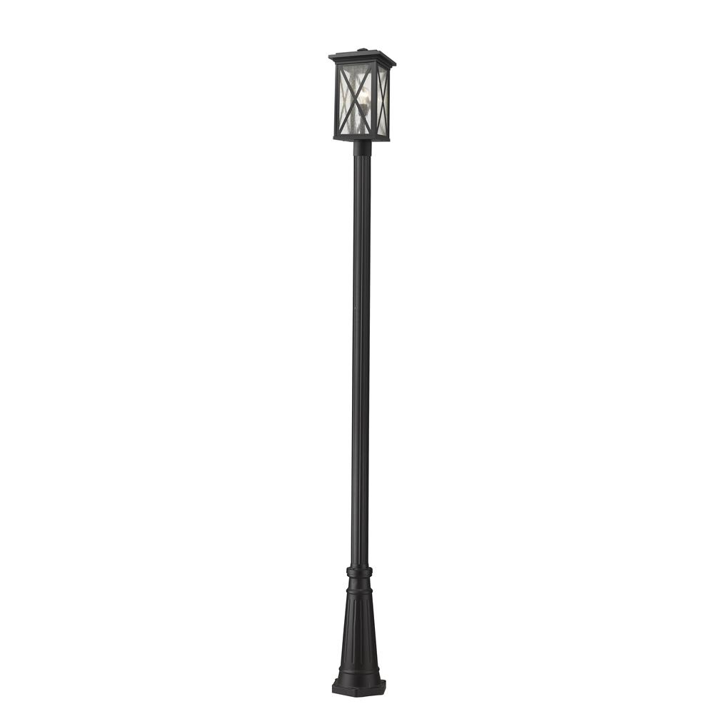 Z-Lite 583PHBR-519P-BK Brookside 1 Light Outdoor Post Mounted Fixture in Black with Clear Seedy Shade