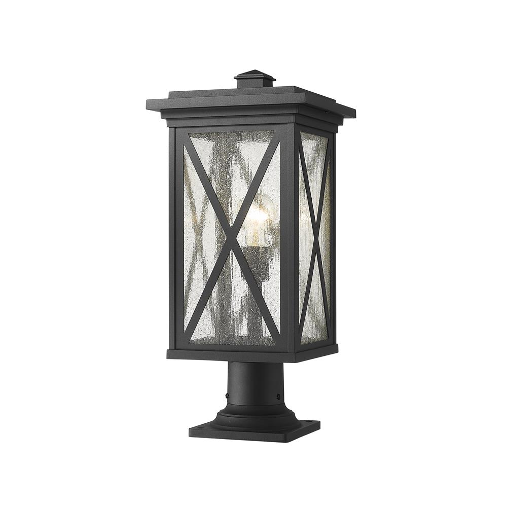 Z-Lite 583PHBR-533PM-BK Brookside 1 Light Outdoor Pier Mounted Fixture in Black with Clear Seedy Shade