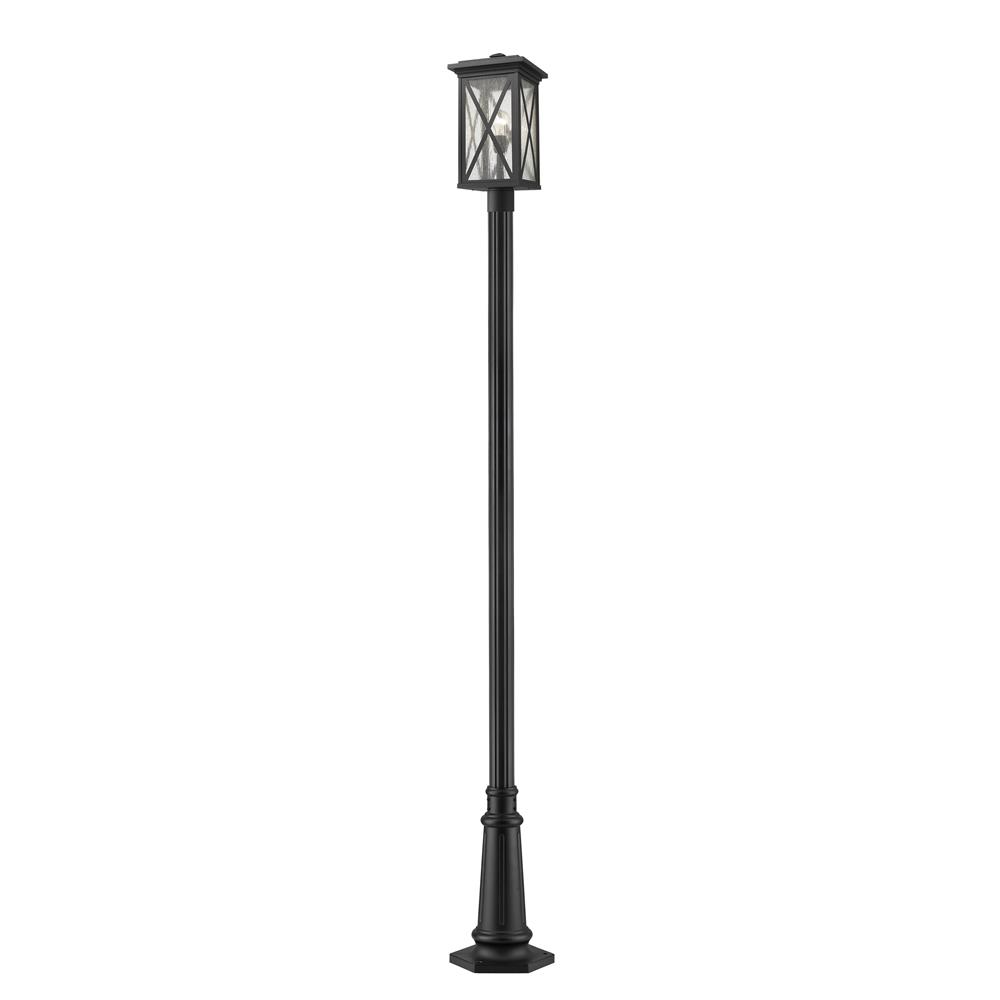 Z-Lite 583PHBR-557P-BK Brookside 1 Light Outdoor Post Mounted Fixture in Black with Clear Seedy Shade
