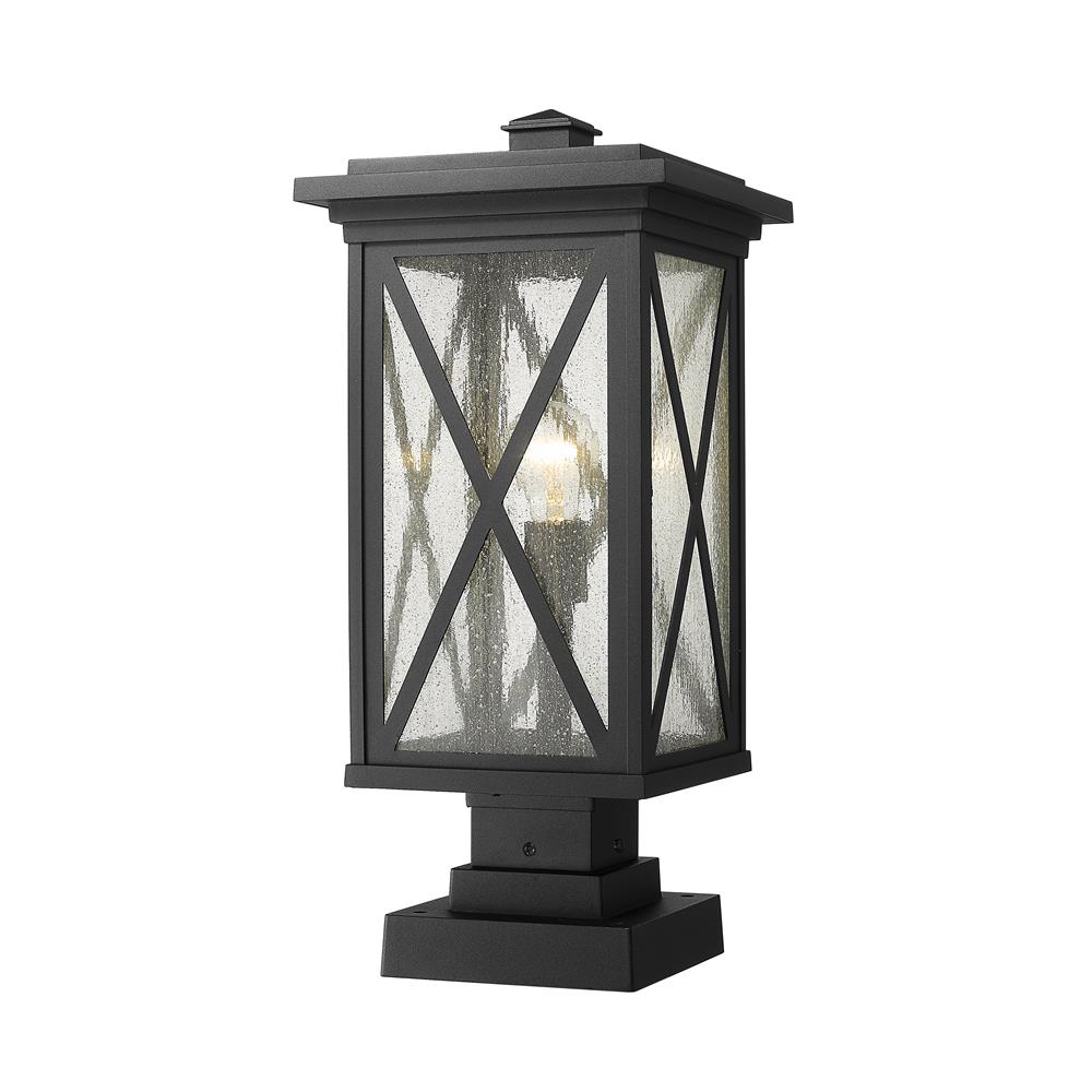 Z-Lite 583PHBS-SQPM-BK Brookside 1 Light Outdoor Pier Mounted Fixture in Black with Clear Seedy Shade