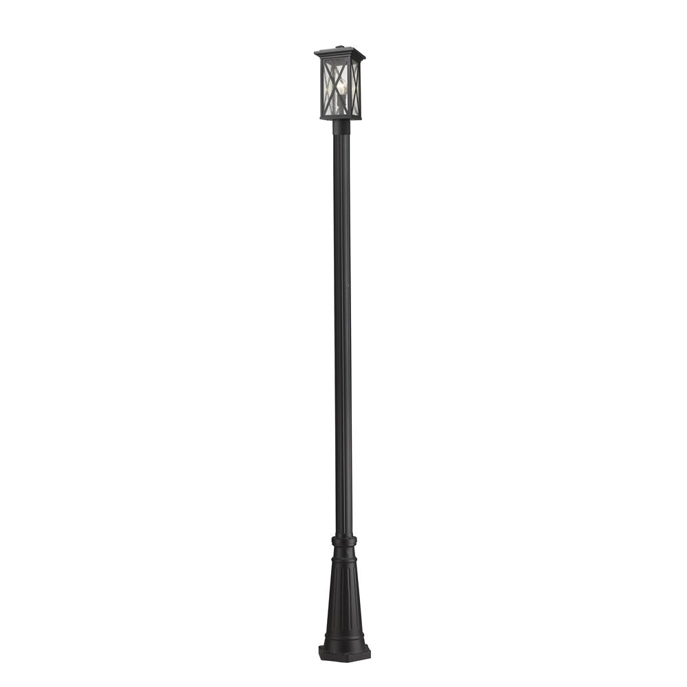 Z-Lite 583PHMR-519P-BK Brookside 1 Light Outdoor Post Mounted Fixture in Black with Clear Seedy Shade
