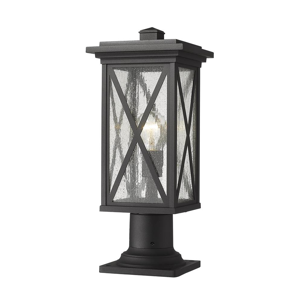 Z-Lite 583PHMR-533PM-BK Brookside 1 Light Outdoor Pier Mounted Fixture in Black with Clear Seedy Shade