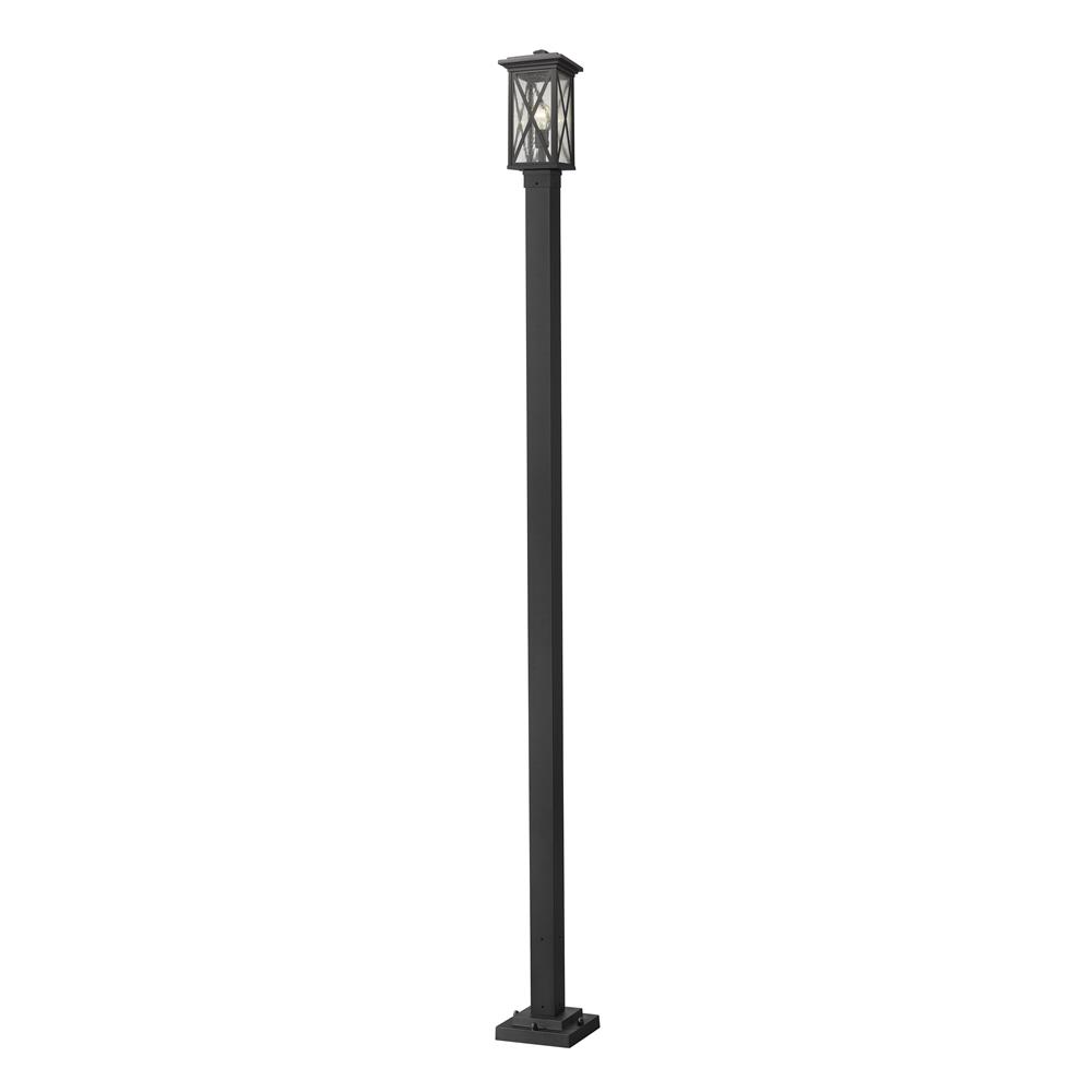 Z-Lite 583PHMS-536P-BK Brookside 1 Light Outdoor Post Mounted Fixture in Black with Clear Seedy Shade