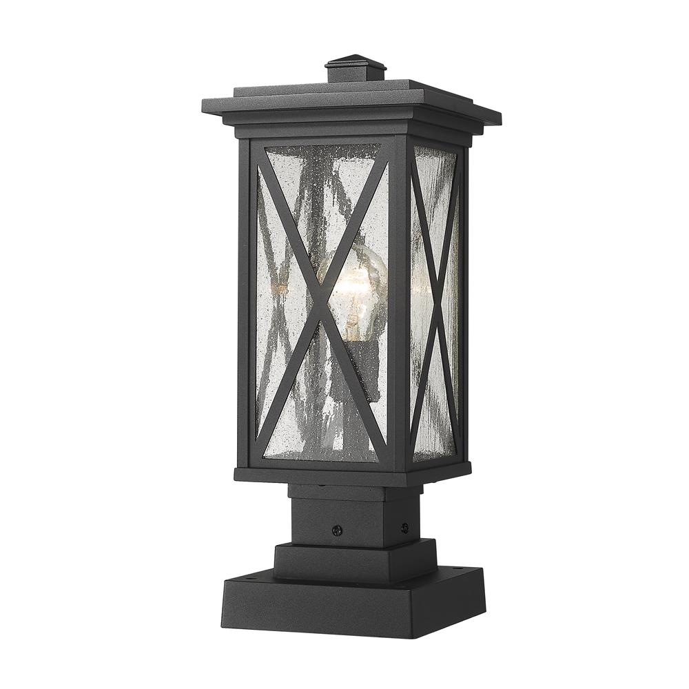 Z-Lite 583PHMS-SQPM-BK Brookside 1 Light Outdoor Pier Mounted Fixture in Black with Clear Seedy Shade
