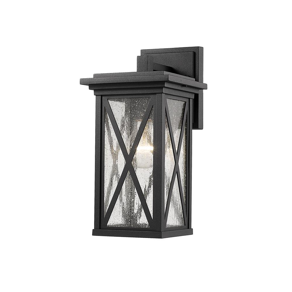 Z-Lite 583S-BK Brookside 1 Light Outdoor Wall Sconce in Black with Clear Seedy Shade