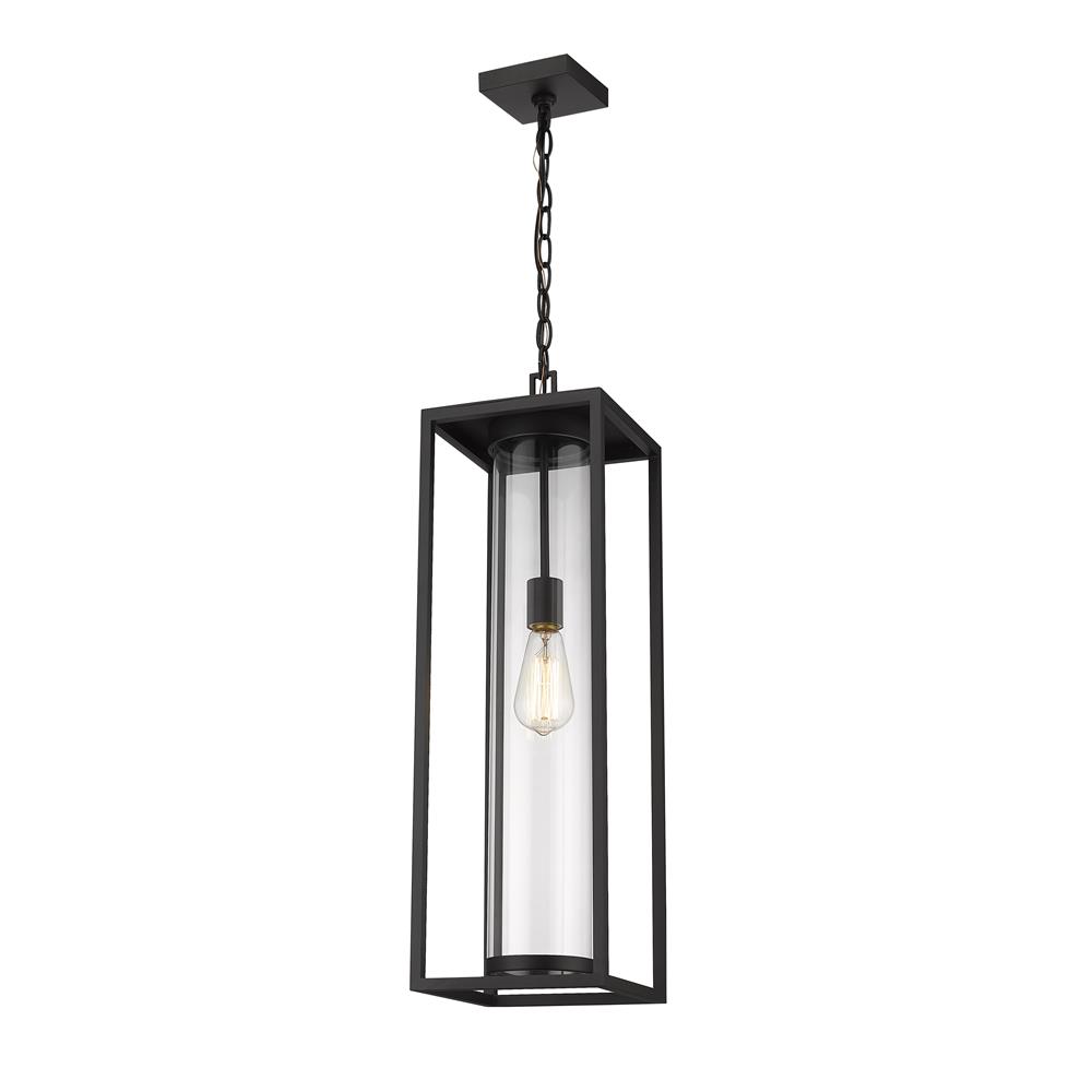 Z-Lite 584CHB-BK Dunbroch 1 Light Outdoor Chain Mount Ceiling Fixture in Black with Clear Shade