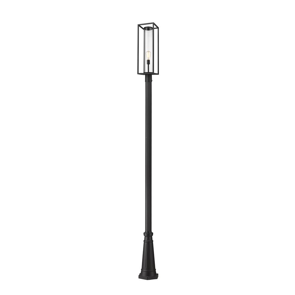 Z-Lite 584PHBR-519P-BK Dunbroch 1 Light Outdoor Post Mounted Fixture in Black with Clear Shade