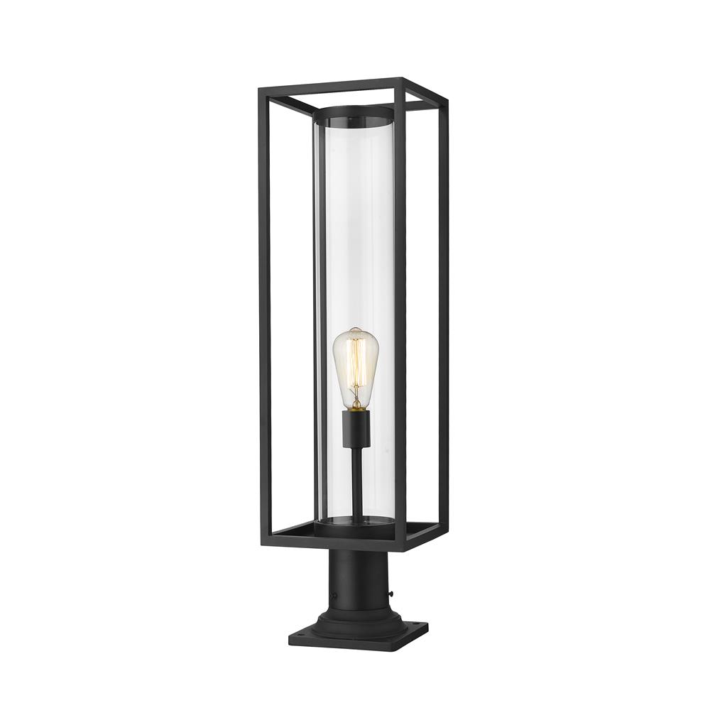 Z-Lite 584PHBR-533PM-BK Dunbroch 1 Light Outdoor Pier Mounted Fixture in Black with Clear Shade