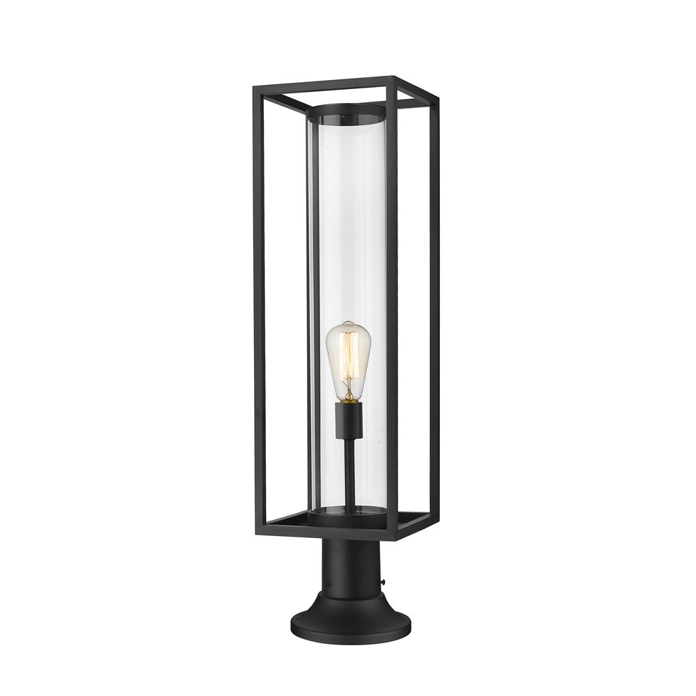 Z-Lite 584PHBR-553PM-BK Dunbroch 1 Light Outdoor Pier Mounted Fixture in Black with Clear Shade