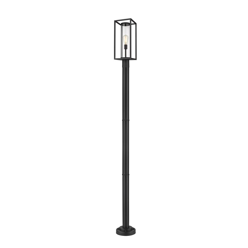 Z-Lite 584PHBR-567P-BK Dunbroch 1 Light Outdoor Post Mounted Fixture in Black with Clear Shade