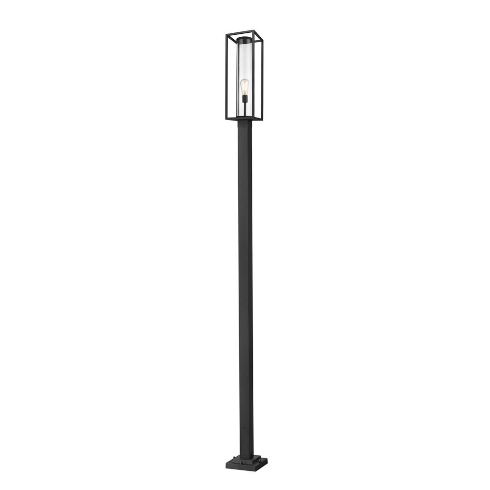 Z-Lite 584PHBS-536P-BK Dunbroch 1 Light Outdoor Post Mounted Fixture in Black with Clear Shade