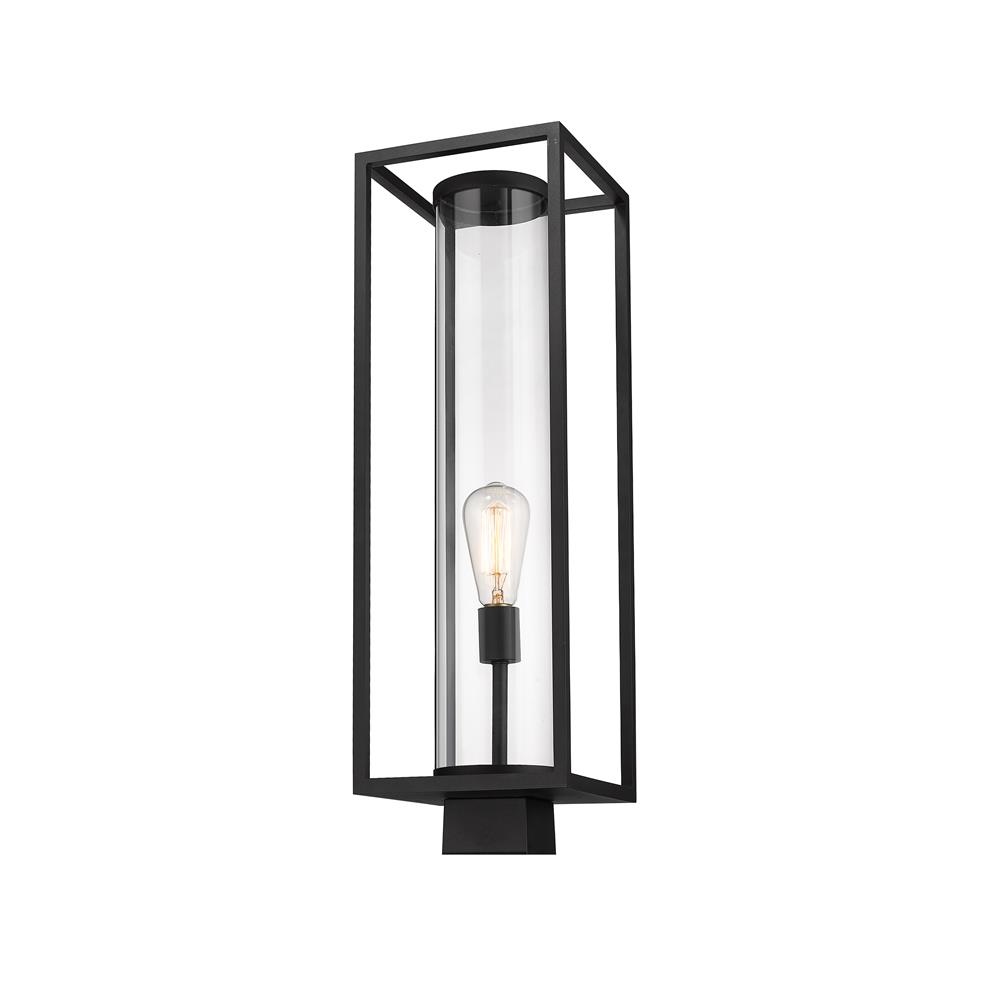 Z-Lite 584PHBS-BK Dunbroch 1 Light Outdoor Post Mount Fixture in Black with Clear Shade