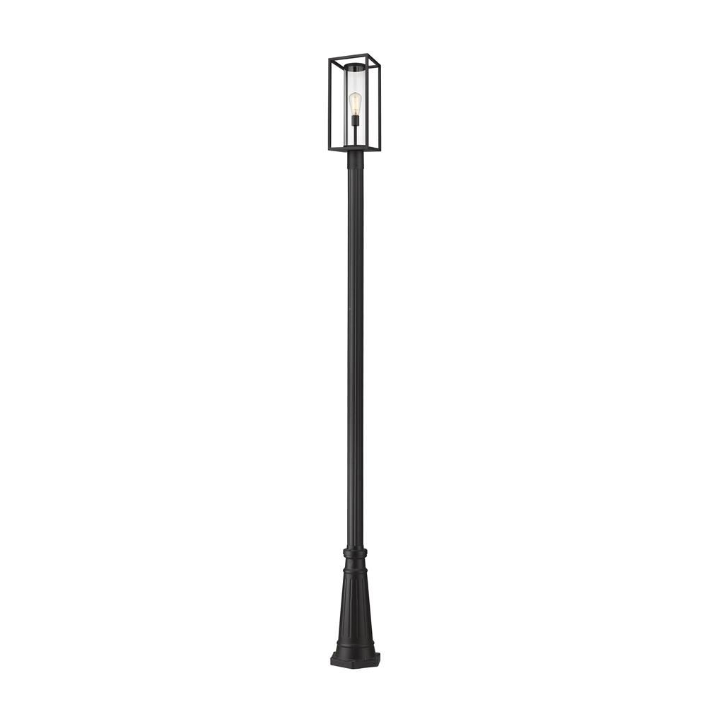 Z-Lite 584PHMR-519P-BK Dunbroch 1 Light Outdoor Post Mounted Fixture in Black with Clear Shade