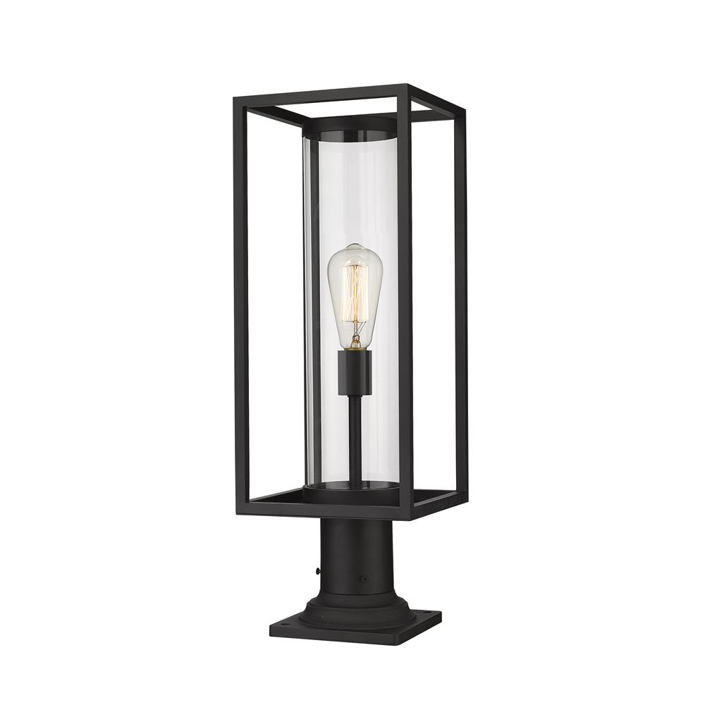 Z-Lite 584PHMR-533PM-BK Dunbroch 1 Light Outdoor Pier Mounted Fixture in Black with Clear Shade