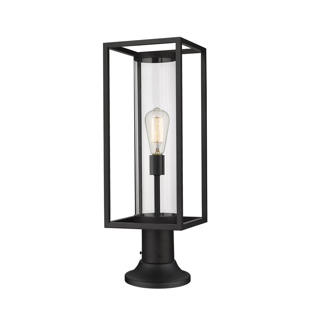 Z-Lite 584PHMR-553PM-BK Dunbroch 1 Light Outdoor Pier Mounted Fixture in Black with Clear Shade