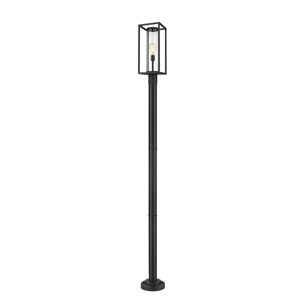 Z-Lite 584PHMR-567P-BK Dunbroch 1 Light Outdoor Post Mounted Fixture in Black with Clear Shade