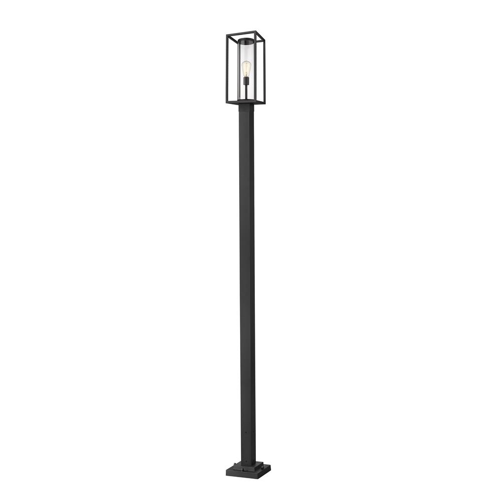 Z-Lite 584PHMS-536P-BK Dunbroch 1 Light Outdoor Post Mounted Fixture in Black with Clear Shade