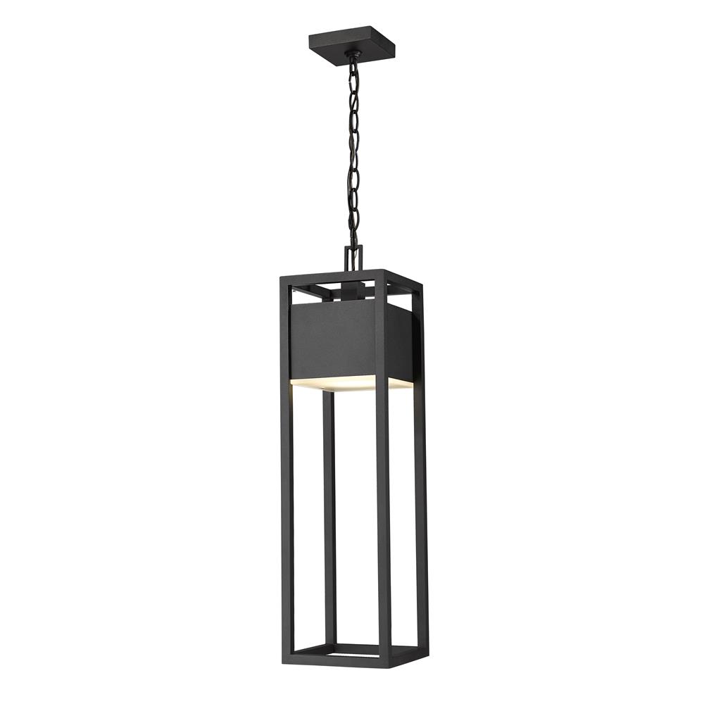 Z-Lite 585CHB-BK-LED Barwick 1 Light Outdoor Chain Mount Ceiling Fixture in Black with Etched Shade