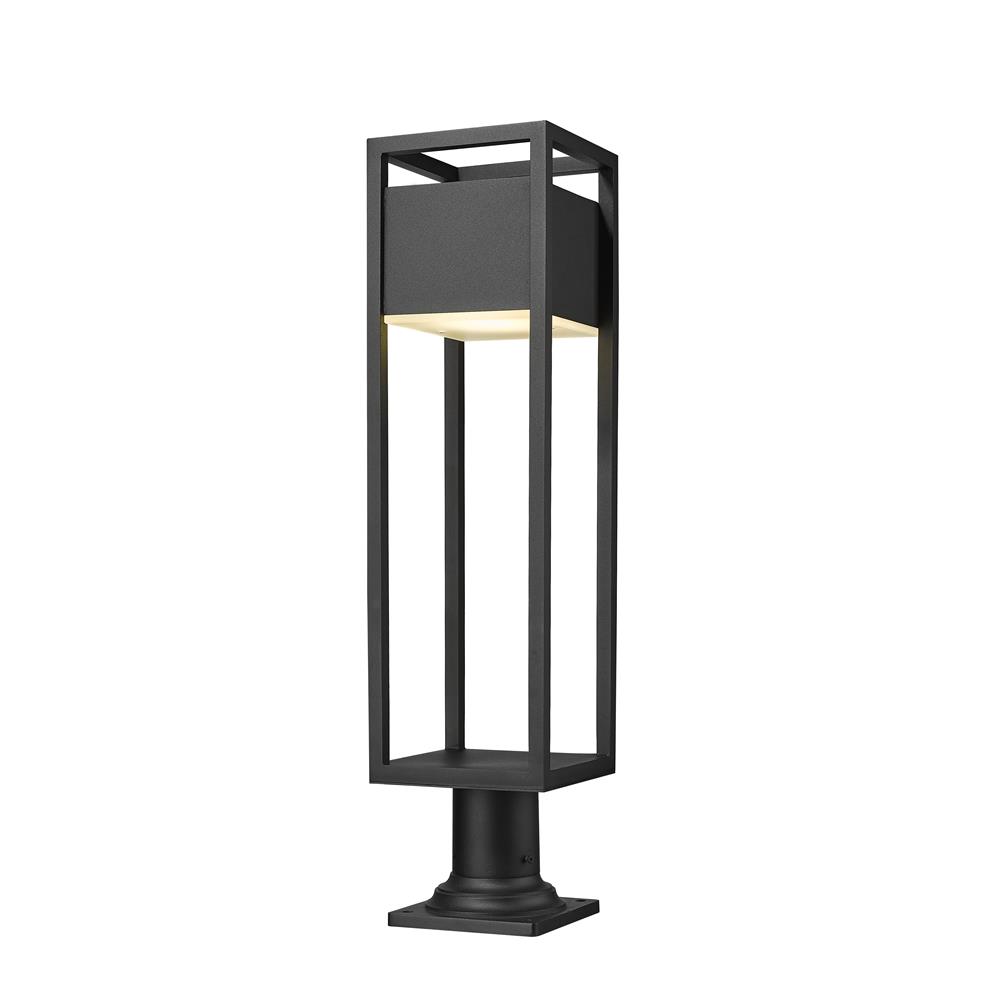 Z-Lite 585PHBR-533PM-BK-LED Barwick 1 Light Outdoor Pier Mounted Fixture in Black with Etched Shade