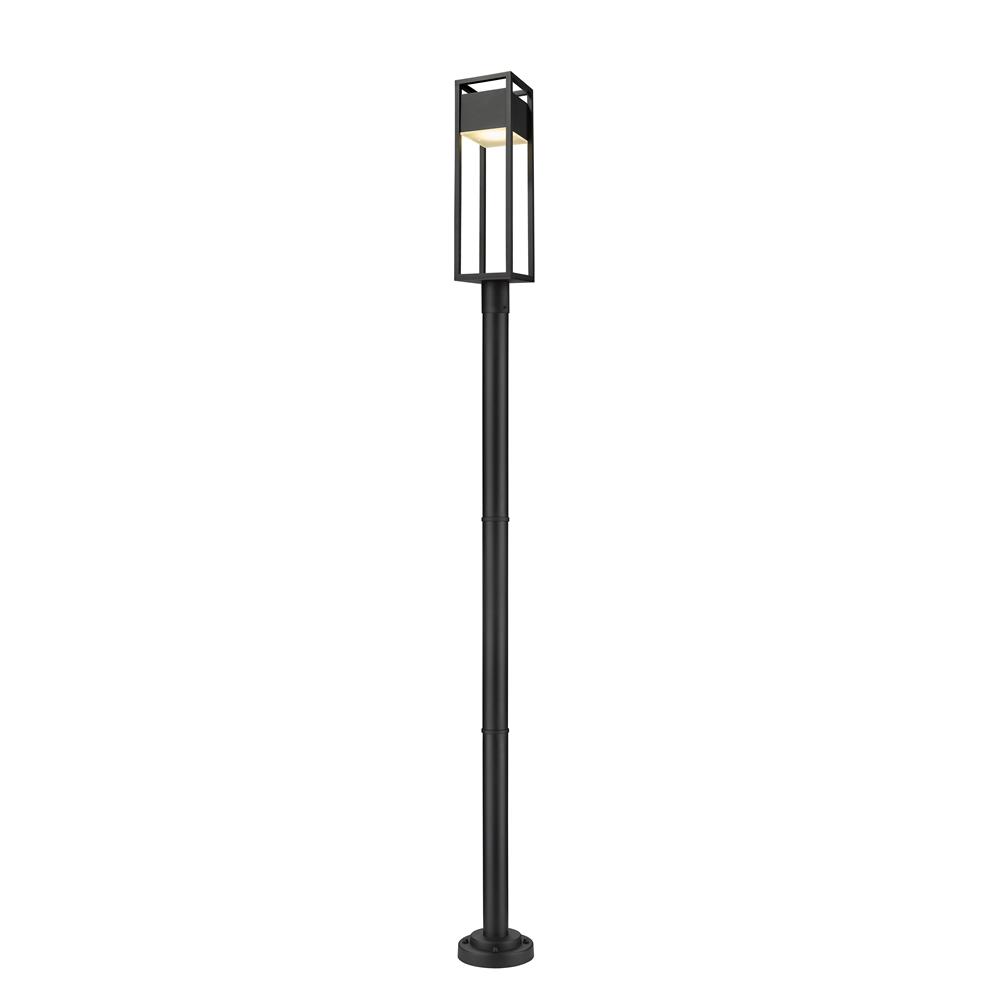 Z-Lite 585PHBR-567P-BK-LED Barwick 1 Light Outdoor Post Mounted Fixture in Black with Etched Shade