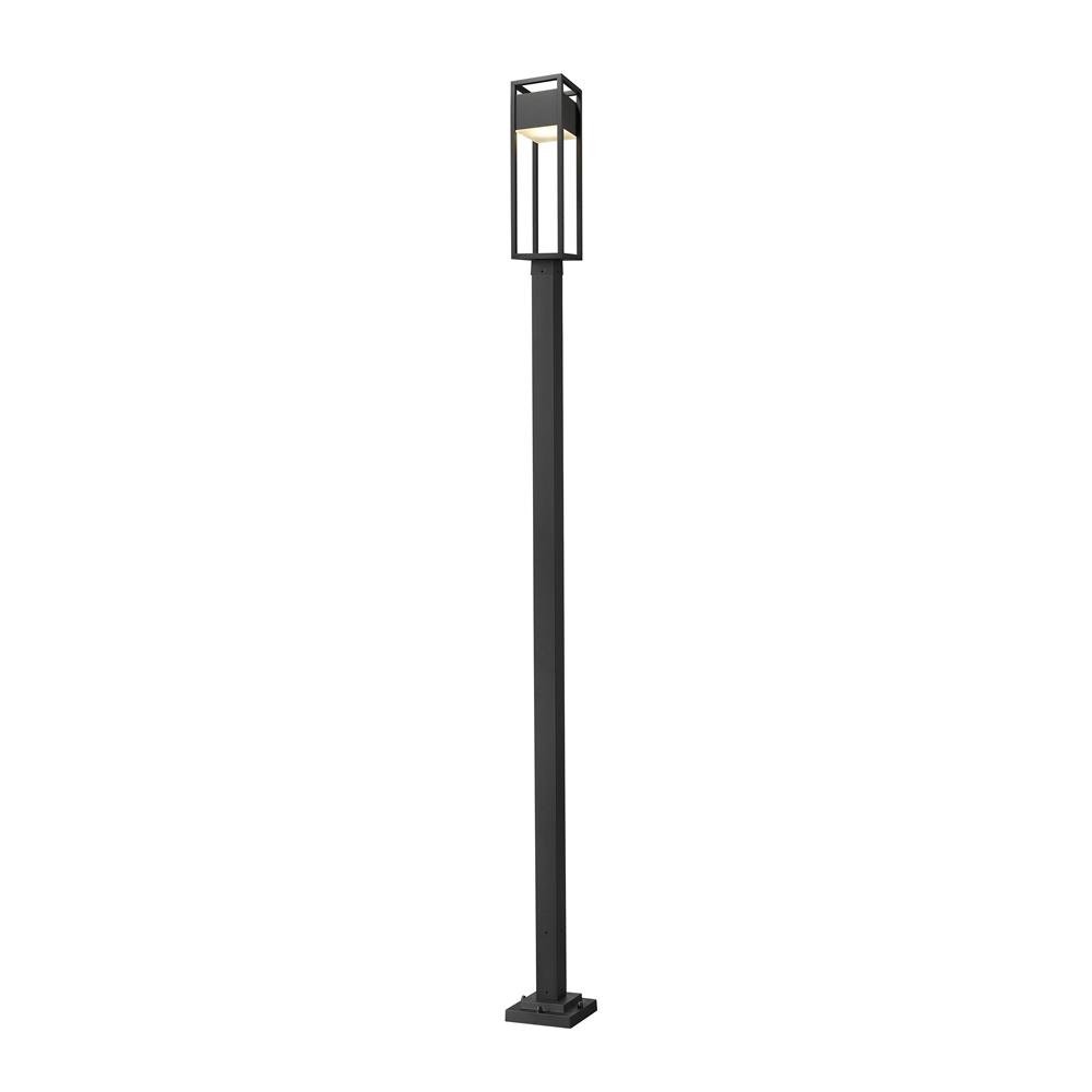 Z-Lite 585PHBS-536P-BK-LED Barwick 1 Light Outdoor Post Mounted Fixture in Black with Etched Shade