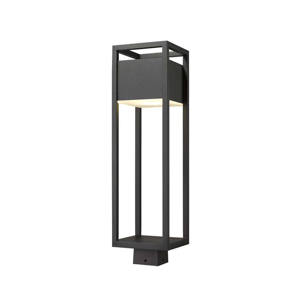 Z-Lite 585PHBS-BK-LED Barwick 1 Light Outdoor Post Mount Fixture in Black with Etched Shade