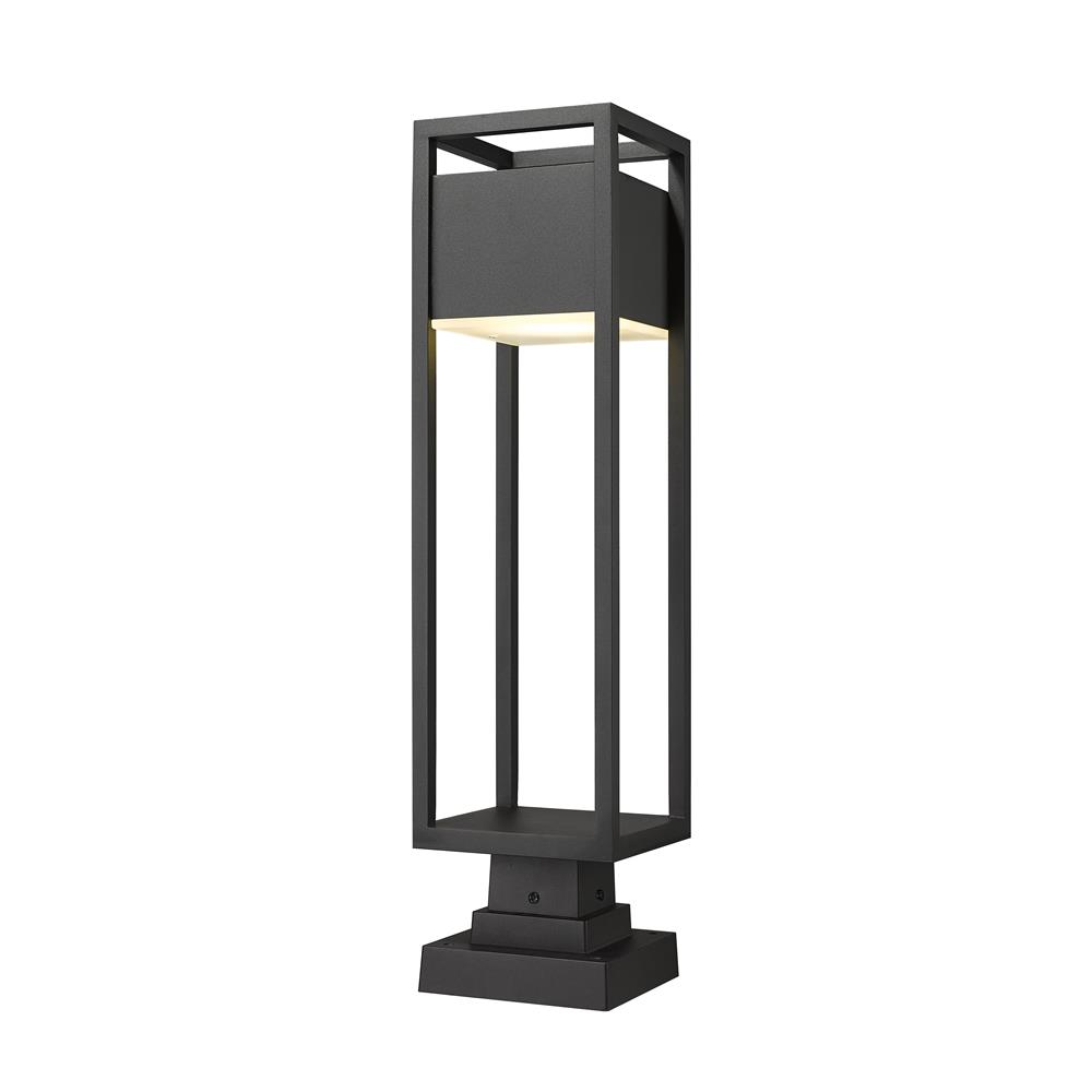 Z-Lite 585PHBS-SQPM-BK-LED Barwick 1 Light Outdoor Pier Mounted Fixture in Black with Etched Shade