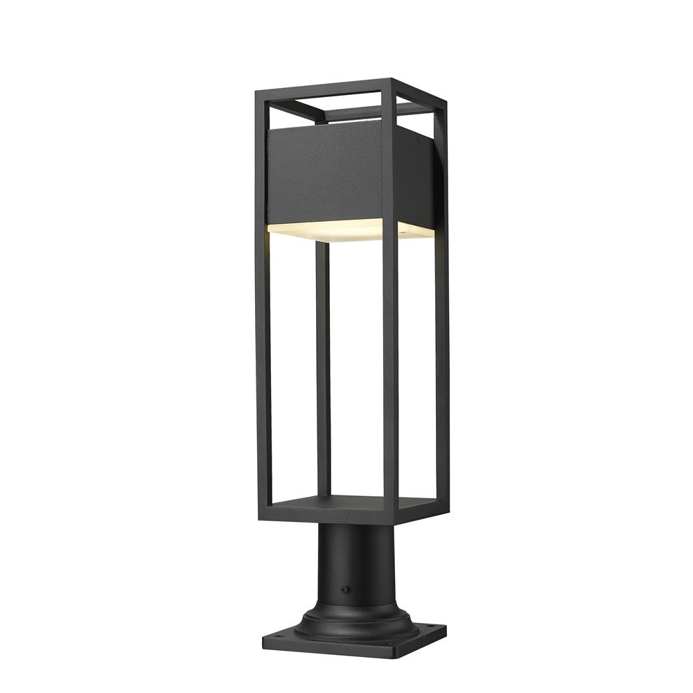 Z-Lite 585PHMR-533PM-BK-LED Barwick 1 Light Outdoor Pier Mounted Fixture in Black with Etched Shade