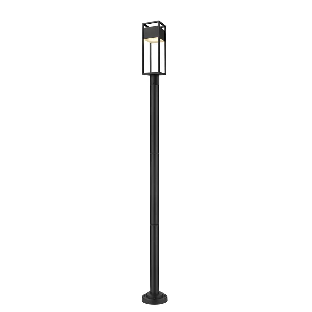 Z-Lite 585PHMR-567P-BK-LED Barwick 1 Light Outdoor Post Mounted Fixture in Black with Etched Shade