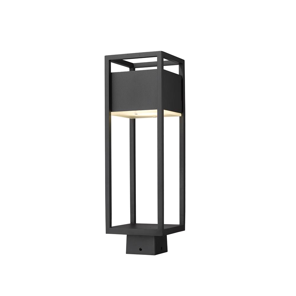 Z-Lite 585PHMS-BK-LED Barwick 1 Light Outdoor Post Mount Fixture in Black with Etched Shade