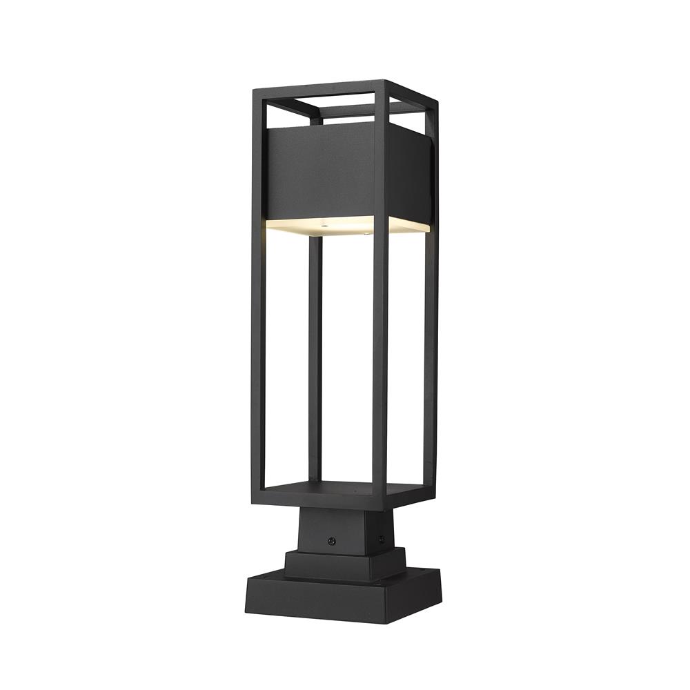 Z-Lite 585PHMS-SQPM-BK-LED Barwick 1 Light Outdoor Pier Mounted Fixture in Black with Etched Shade