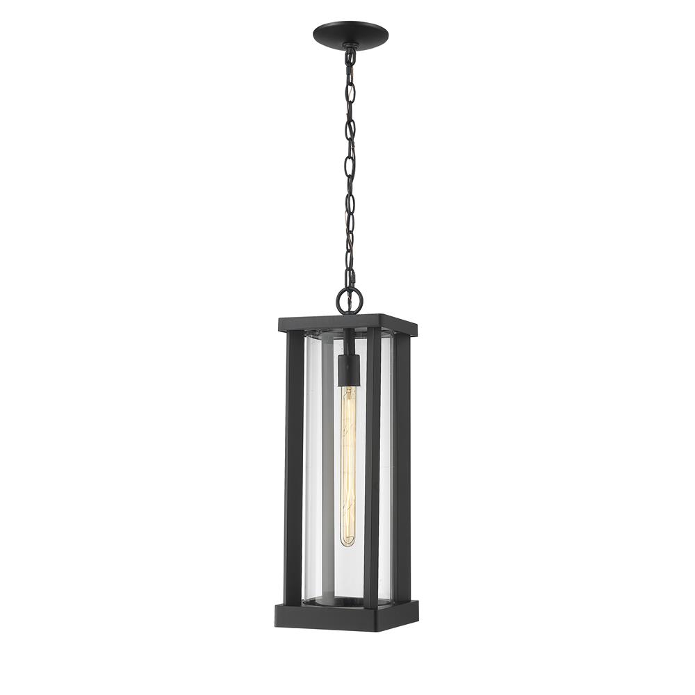 Z-Lite 586CHB-BK Glenwood 1 Light Outdoor Chain Mount Ceiling Fixture in Black with Clear Shade